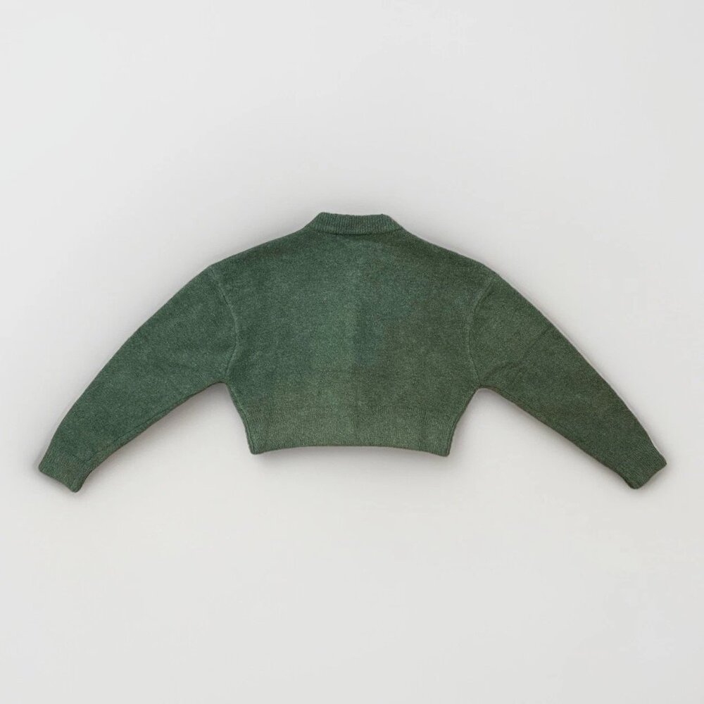 NWOT Zara Soft Knit Cardigan Army Green Button Front Sweater Large - Picture 8 of 11